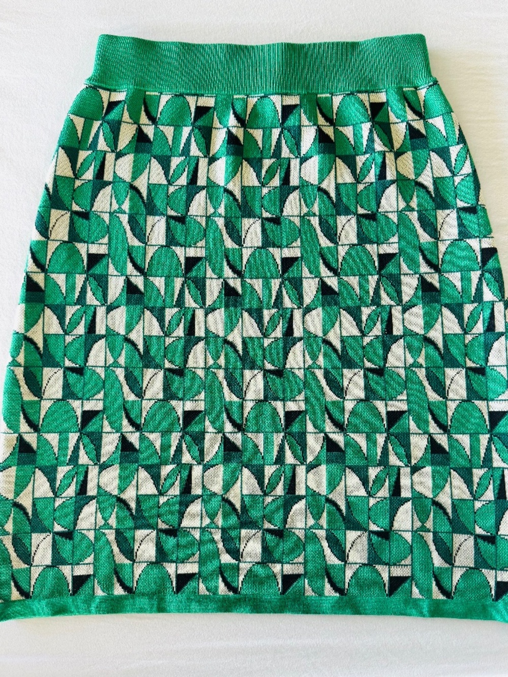 Urban Revivo Mini Skirt 4 Knit Mod Retro Lime Green Bold Geometric 60s Costume